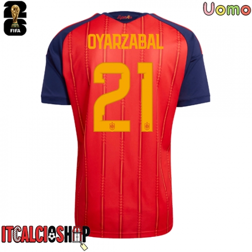 Spagna Mikel Oyarzabal #21 Prima Maglia Mondiali 2026 Manica Corta